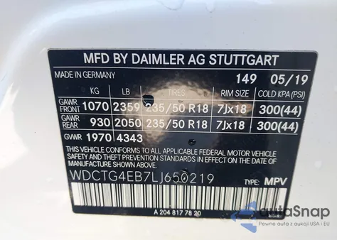 2020 Mercedes-Benz Gla 250 from USA, damaged, VIN WDCTG4EB7LJ650219